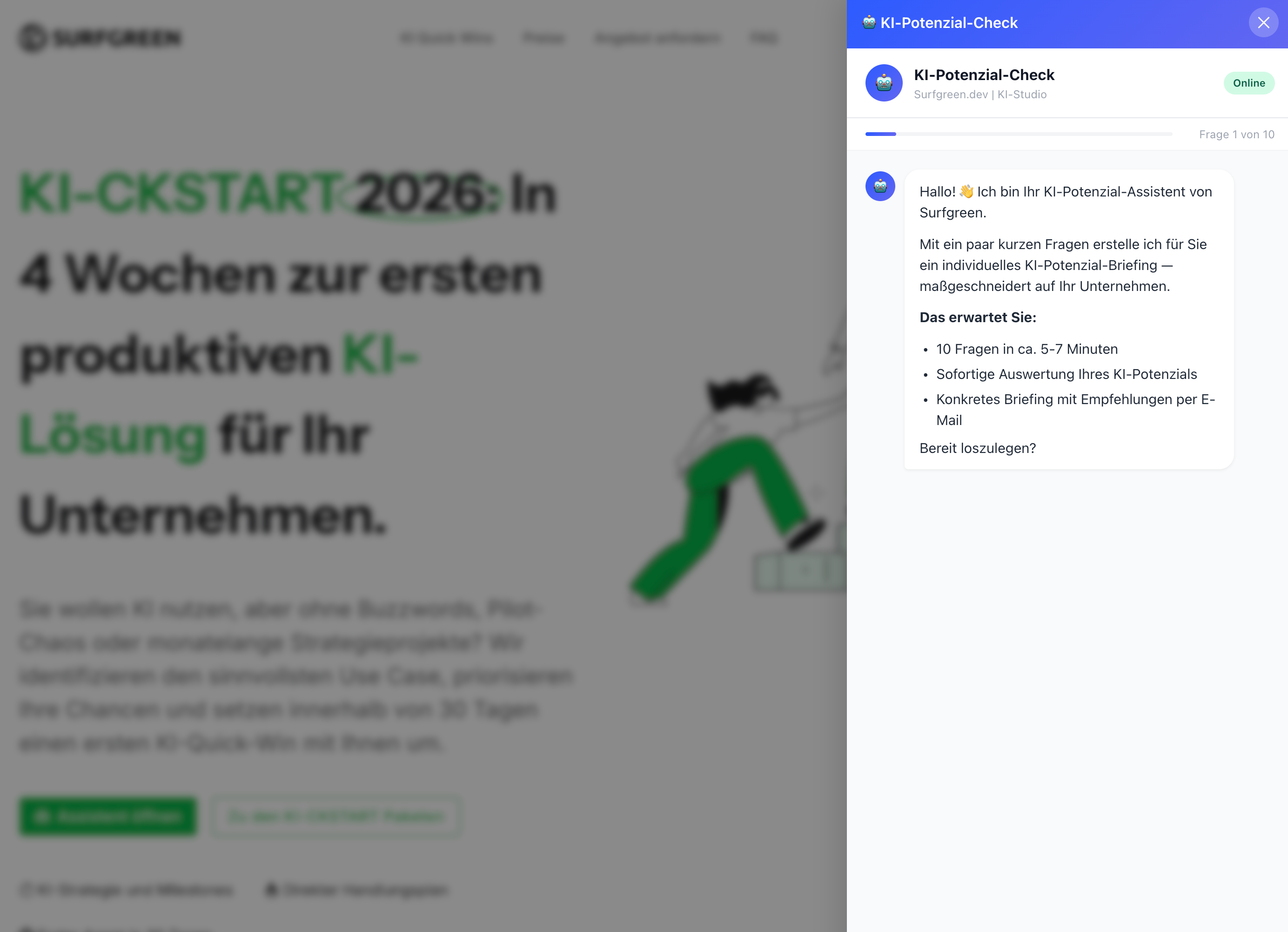 KI-Potenzial-Check Assistent Screenshot